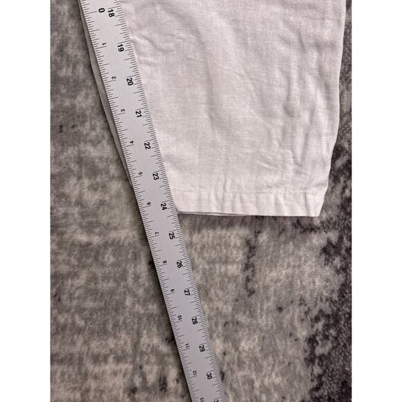 Anthropologie Jumpsuit Small Womens Rue Stiic White Linen Blend Ruffled Tapered - Picture 6 of 9